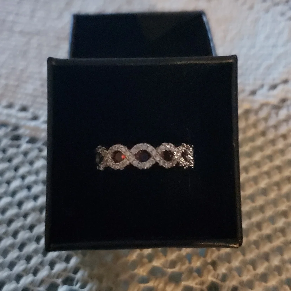 Lab created ruby & cz ring - Picture 2 of 2